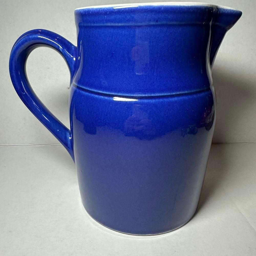 Degoin Grespots French Farmhouse#2 Vintage Blue Stoneware Pitcher Made in France